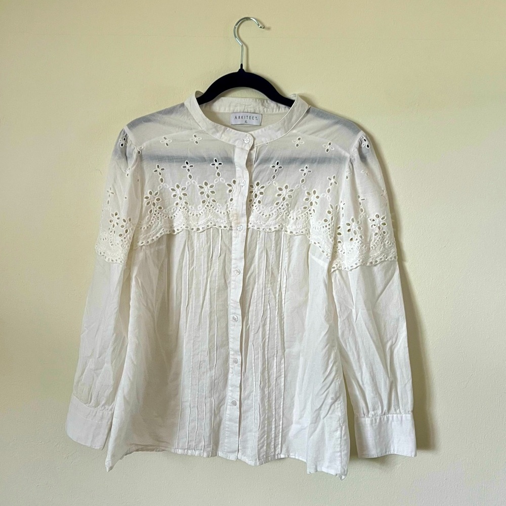 White Eyelet Lace Blouse by Abrand